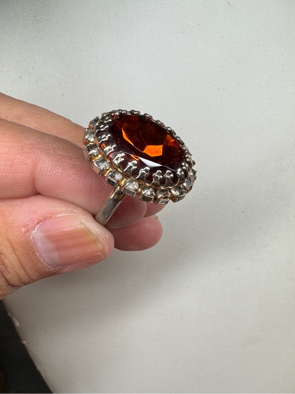 Dark amber gold tone ring